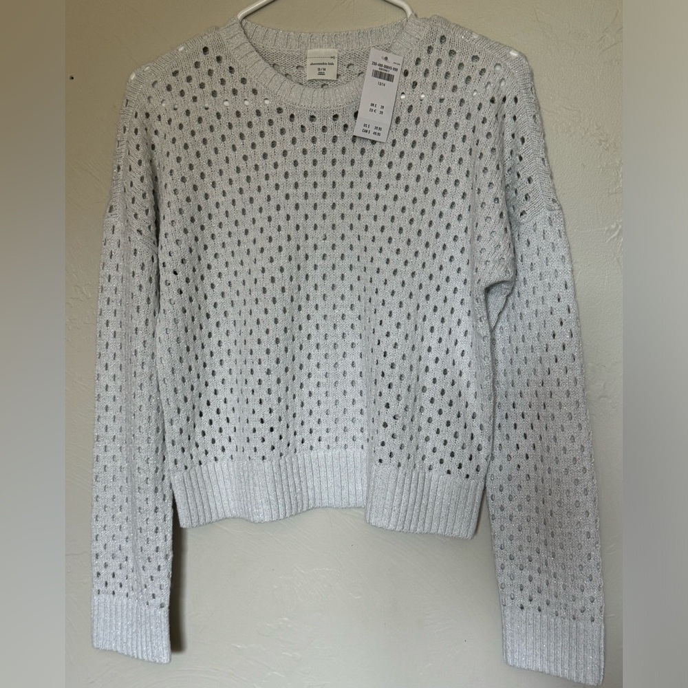Abercrombie Kids Cropped Shine Crew Sweater size 13/14 NWT